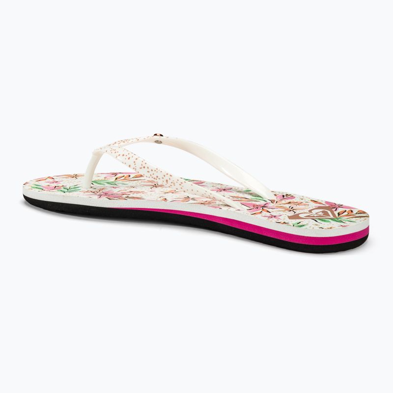 Moteriškos šlepetės per pirštą ROXY Portofino III white/crazy pink print 3