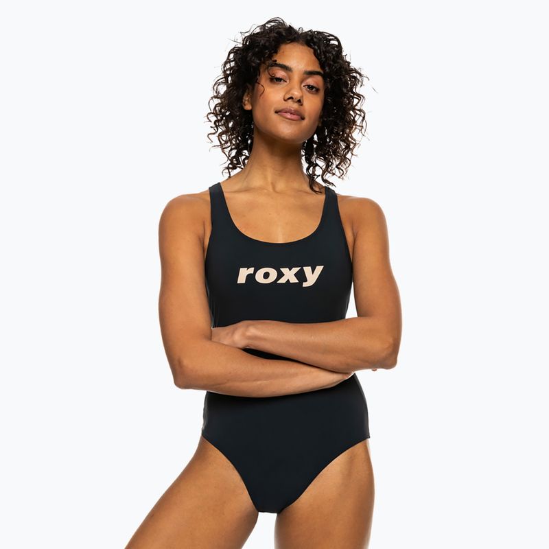 Moteriškas vientisas maudymosi kostiumas ROXY Active Cross anthracite 4