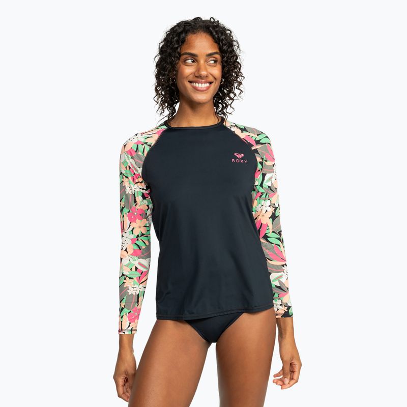 Moteriški plaukimo marškinėliai ilgomis rankovėmis ROXY Lycra Printed anthracite palm song s 2