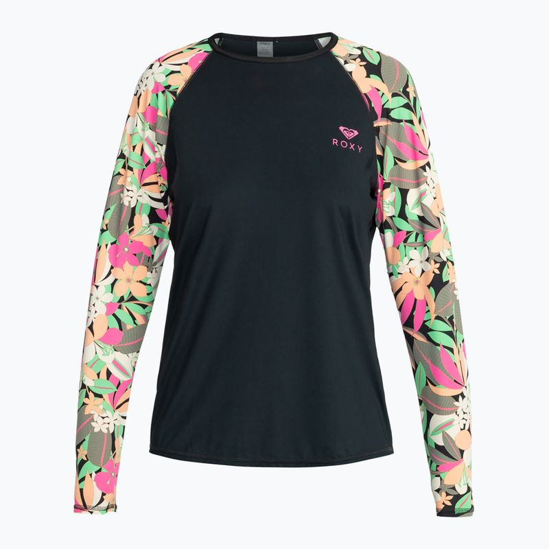Moteriški plaukimo marškinėliai ilgomis rankovėmis ROXY Lycra Printed anthracite palm song s