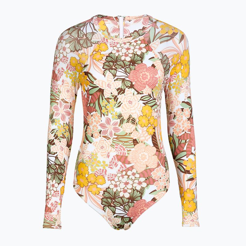 Moteriškas vientisas maudymosi kostiumėlis ROXY Playa Paradise Onesize Back Zip LS white viva la vida