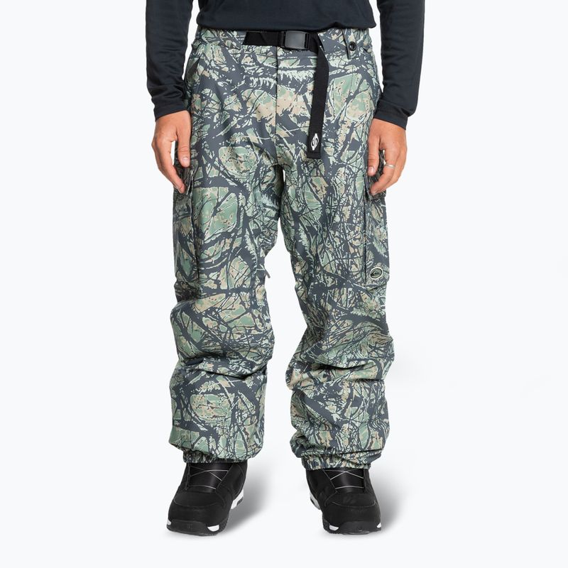 Vyriškos snieglenčių kelnės Quiksilver Snow Down Cargo woodland abstract sea spray