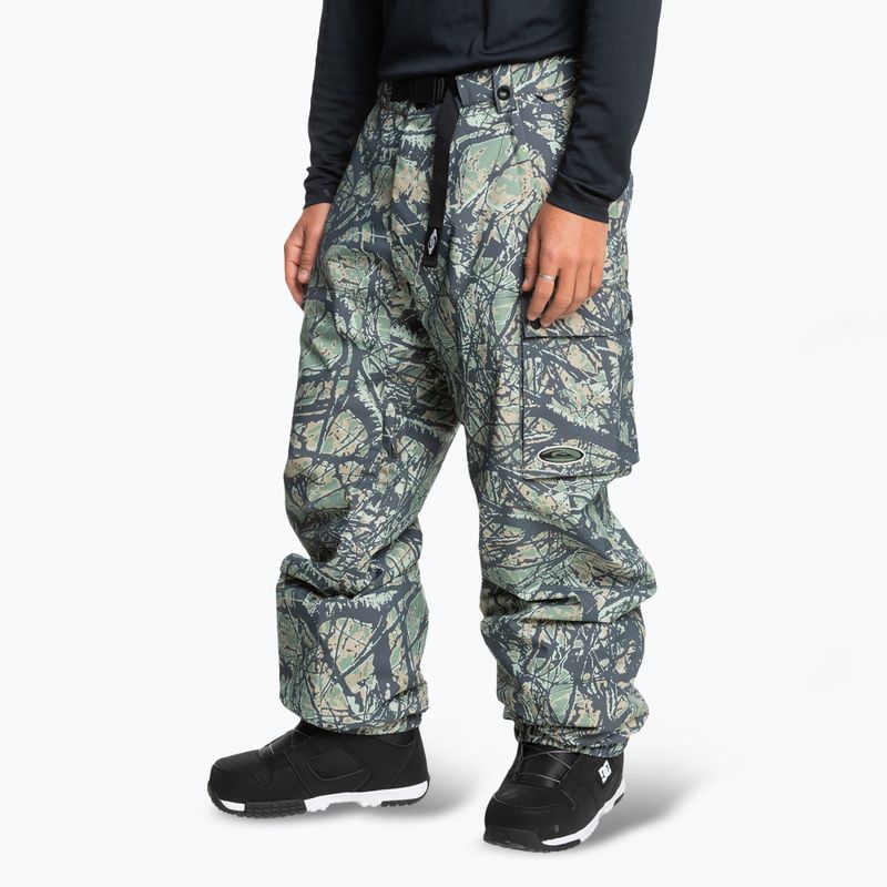 Vyriškos snieglenčių kelnės Quiksilver Snow Down Cargo woodland abstract sea spray 4