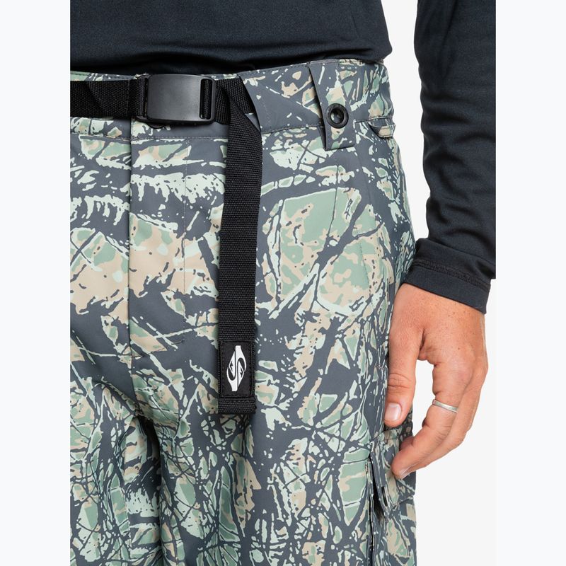 Vyriškos snieglenčių kelnės Quiksilver Snow Down Cargo woodland abstract sea spray 5