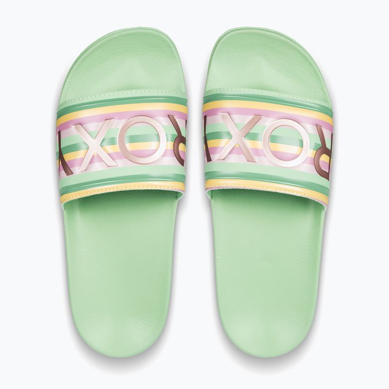 Moteriškos šlepetės ROXY Slippy II green stripe 2