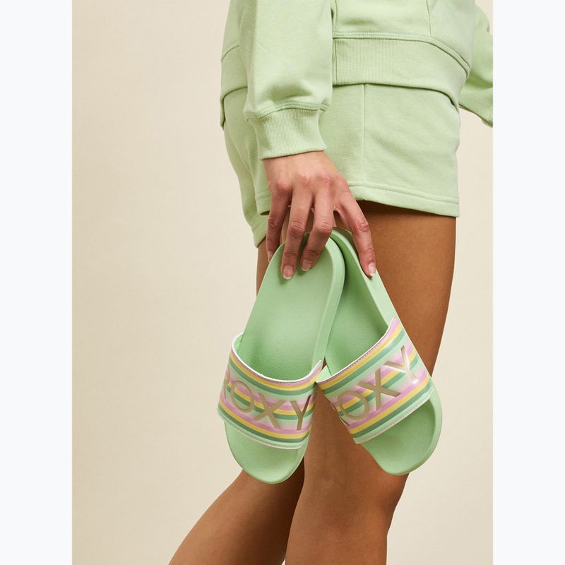 Moteriškos šlepetės ROXY Slippy II green stripe 6
