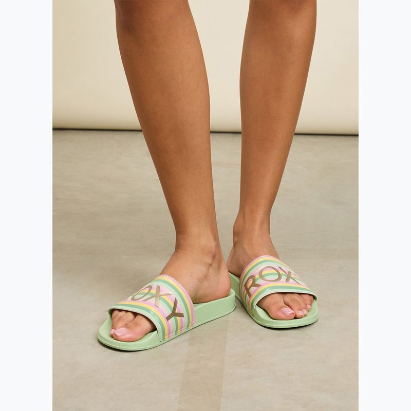 Moteriškos šlepetės ROXY Slippy II green stripe 7