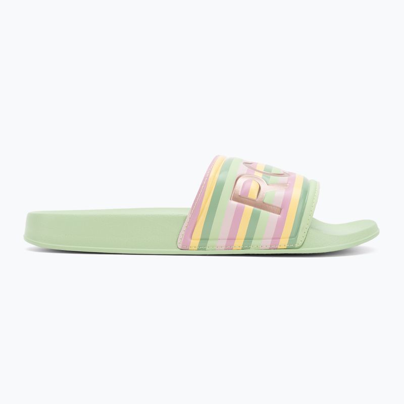 Moteriškos šlepetės ROXY Slippy II green stripe 2