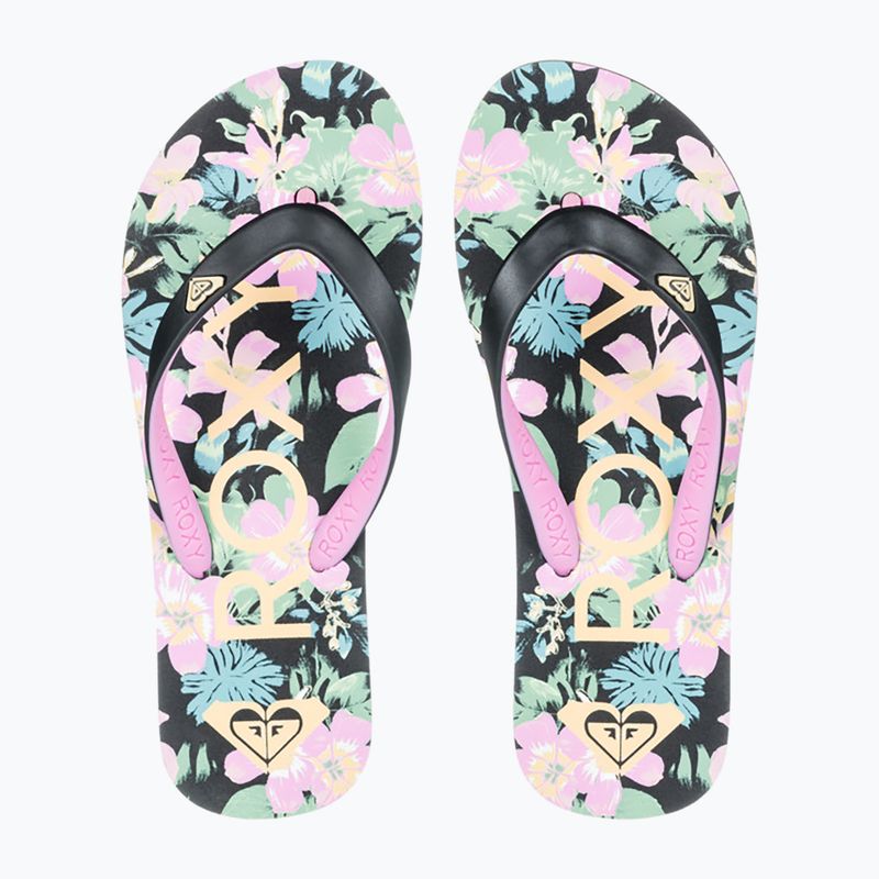 Vaikiškos šlepetės per pirštą ROXY Tahiti VII black/pink stencil 2