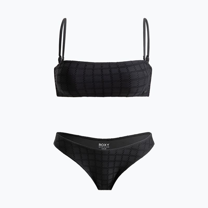 Moteriškas dviejų dalių maudymosi kostiumėlis ROXY Bandeau Cheeky anthracite
