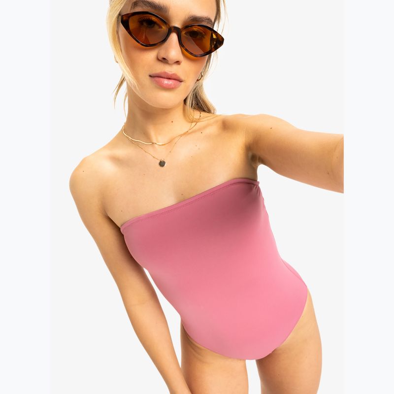 Moteriškas vientisas maudymosi kostiumėlis ROXY Solid Beach Classics Bandeau heather rose 5