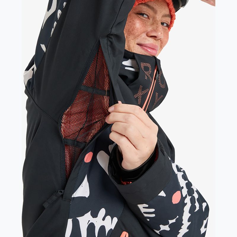 Moteriška snieglenčių striukė ROXY Free Jet true black/big flower 8