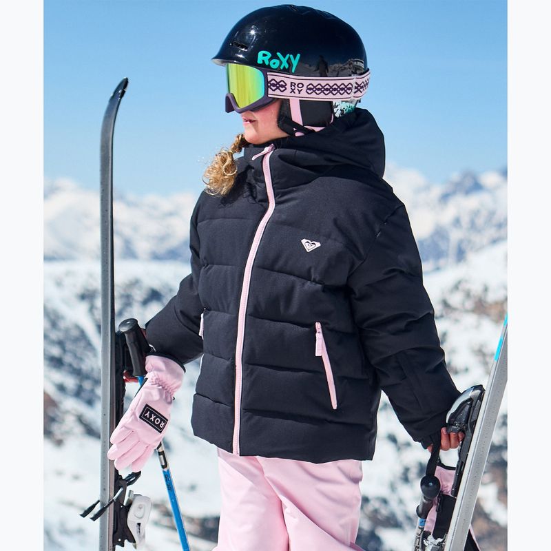 Vaikiška sniego lenktynių striukė ROXY Snowyhill Puffy true black 8