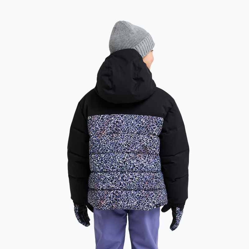 Vaikiška sniego lenktynių striukė ROXY Snowyhill Printed Puffy true black wildin out rg 3