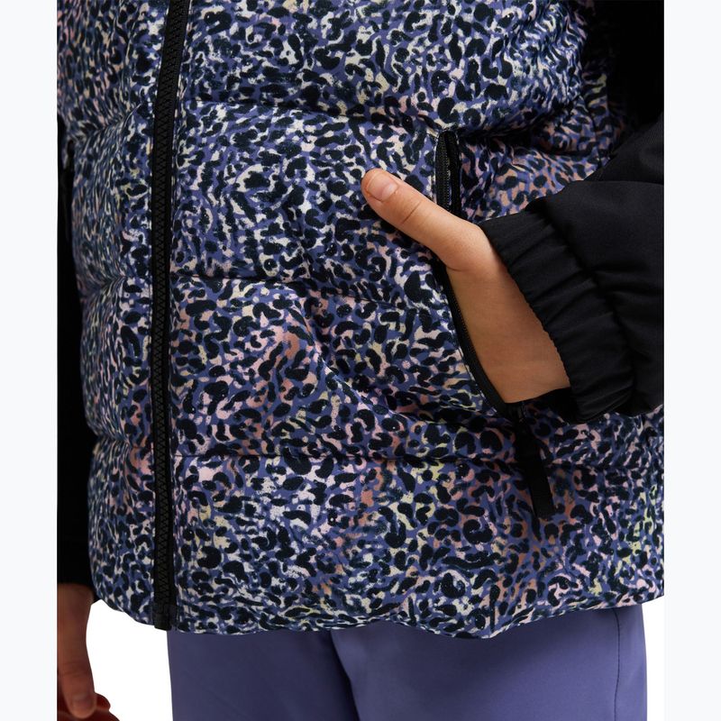 Vaikiška sniego lenktynių striukė ROXY Snowyhill Printed Puffy true black wildin out rg 7