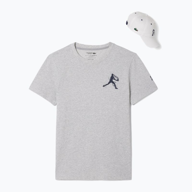 Vyriški teniso marškinėliai Lacoste TH1044 silver chine/navy blue