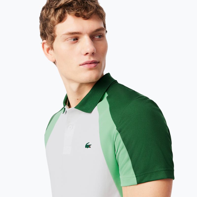 Vyriški teniso polo marškinėliai Lacoste Polo DH8963 white/liamone green 4