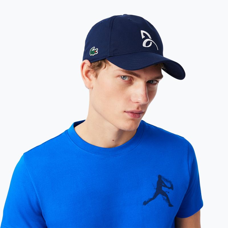 Vyriški teniso marškinėliai Lacoste TH1044 gipsy white/navy blue 3
