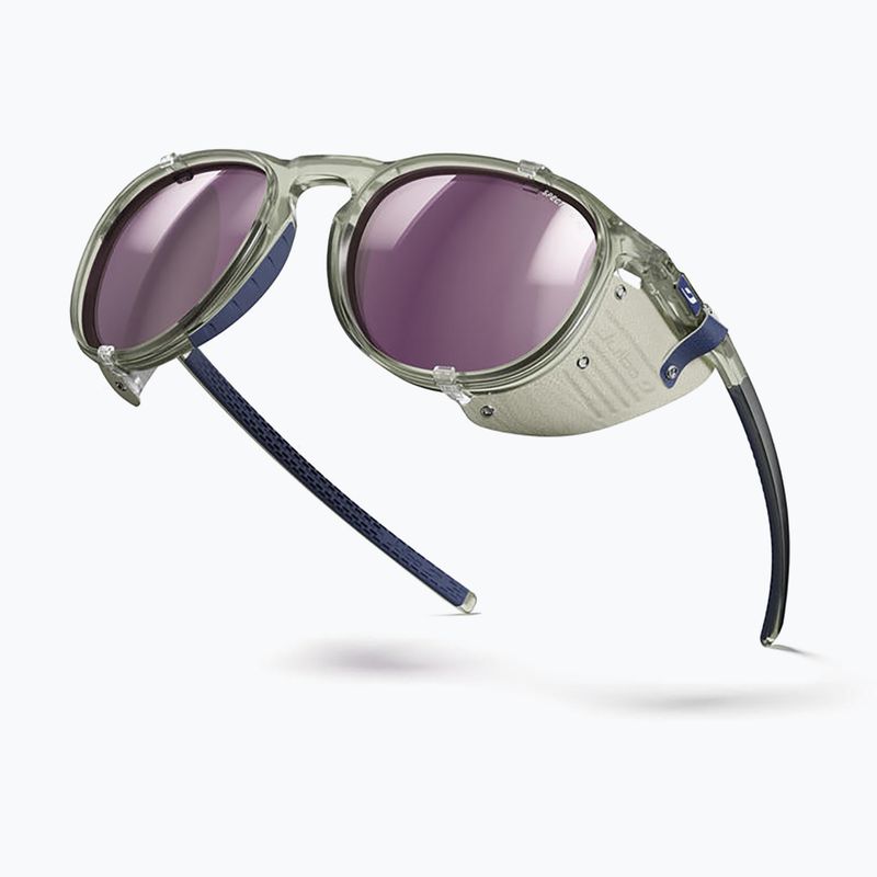 Akiniai nuo saulės Julbo Millenium Polarized HD shiny transparent army green/white/blue 5