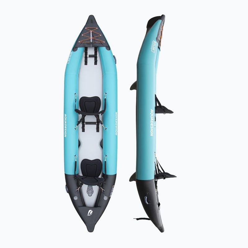 Dvivietė pripučiama baidarė AQUADESIGN Koloa 360 cm blue/black 2