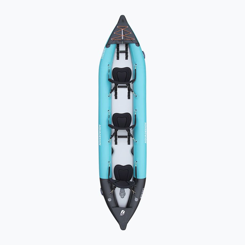Trivietė pripučiama baidarė AQUADESIGN Koloa 400 cm blue/black 2