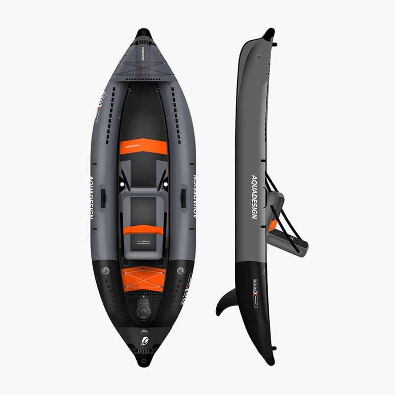 AQUADESIGN Koloa X'Perience 1 305 cm juoda/pilka pripučiama baidarė 1 asmeniui