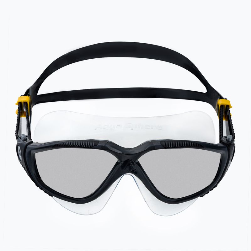 Aquasphere Vista tamsiai pilka / juoda / veidrodinė sidabrinė plaukimo kaukė 2