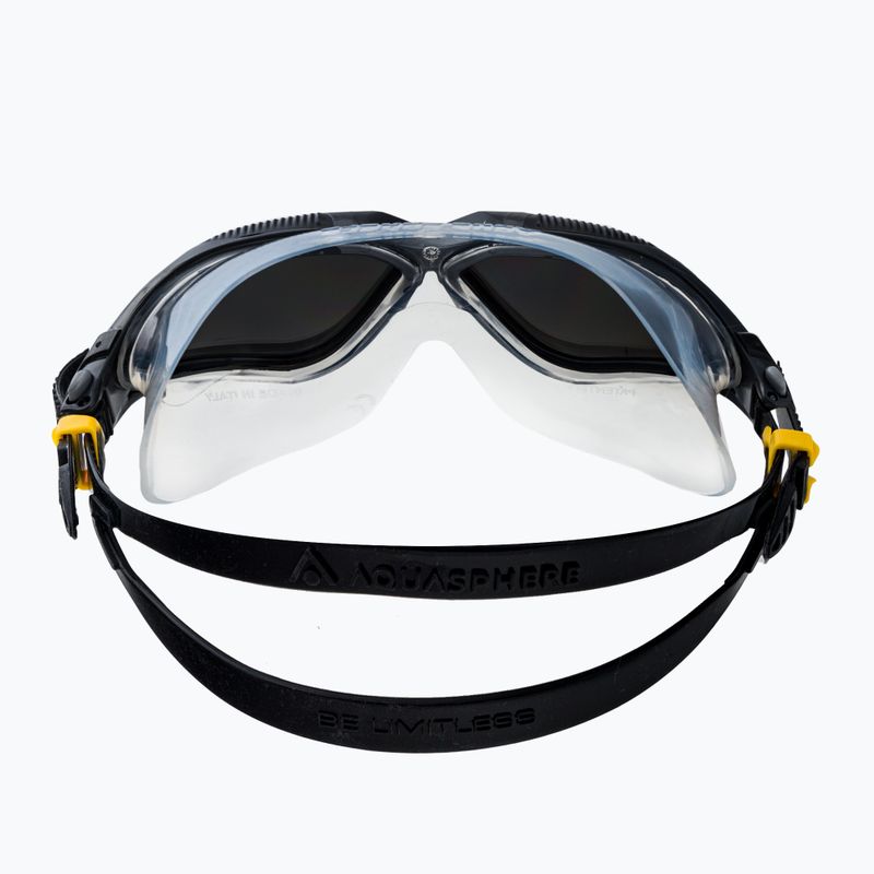 Aquasphere Vista tamsiai pilka / juoda / veidrodinė sidabrinė plaukimo kaukė 5