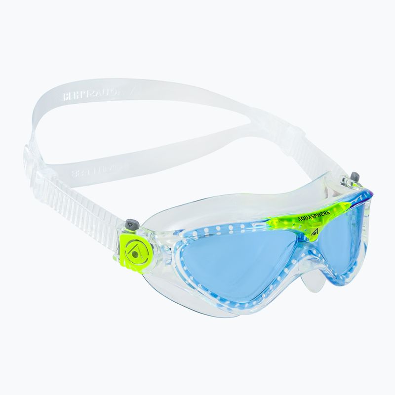 Aquasphere Vista skaidri/šviesiai žalia/mėlyna vaikiška plaukimo kaukė MS5080031LB