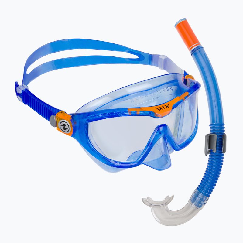 Aqualung Mix Combo vaikiškų šniurkštukų rinkinys mėlyna/oranžinė