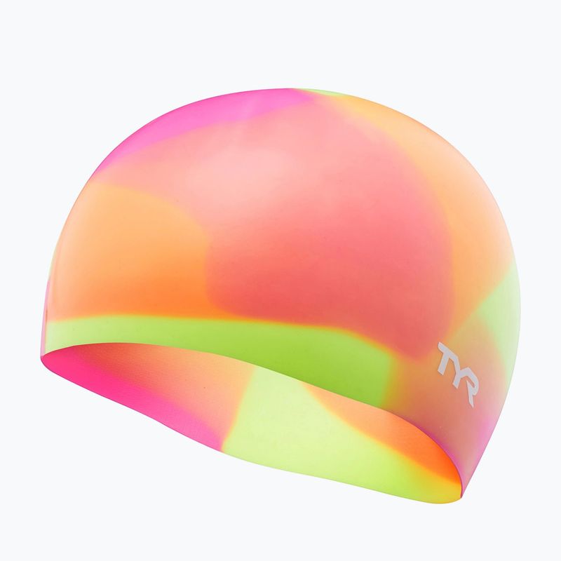 Vaikiška plaukimo kepuraitė TYR Tiedye Silicone Multicolor Jr yellow/pink/orange 3