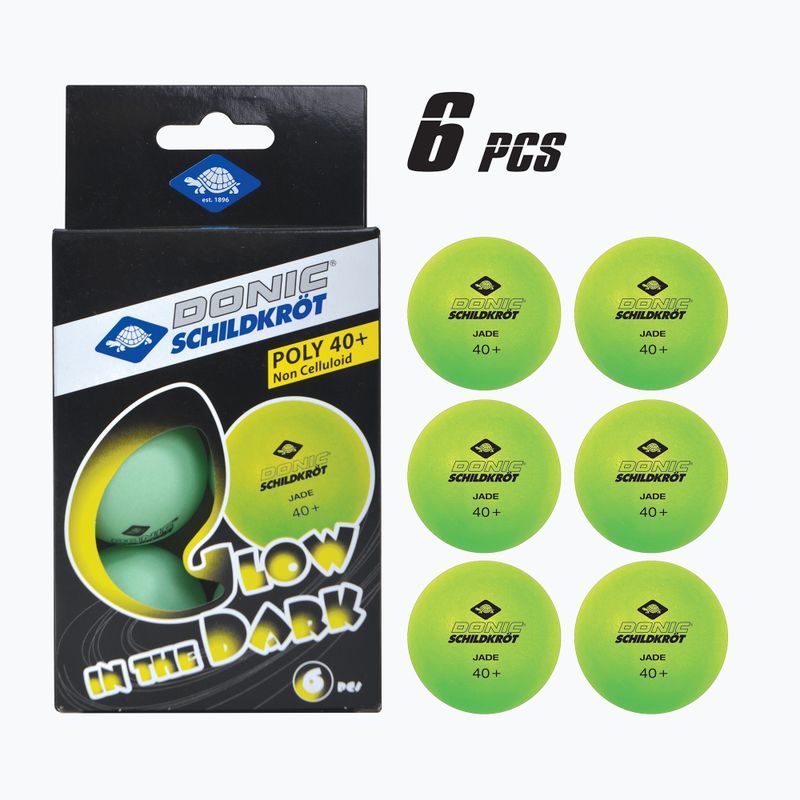 Stalo teniso kamuoliukai Donic-Schildkröt Glow In The Dark Poly 40+ 6vnt. glow