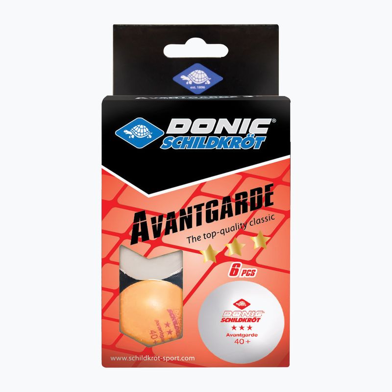 Donic-Schildkröt 3-Star Avantgarde stalo teniso kamuoliukai Poly 40+ 6 vnt. spalvoti 608533