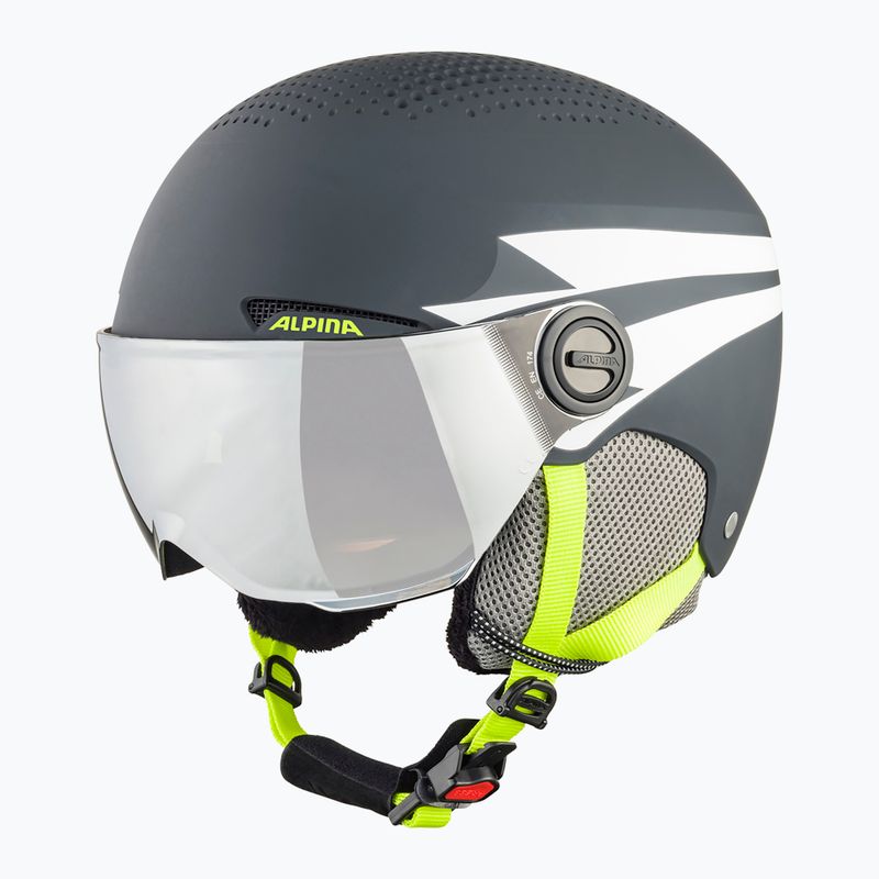 Alpina vaikiškas slidinėjimo šalmas Zupo Visor Q-Lite charcoal/neon matt 9