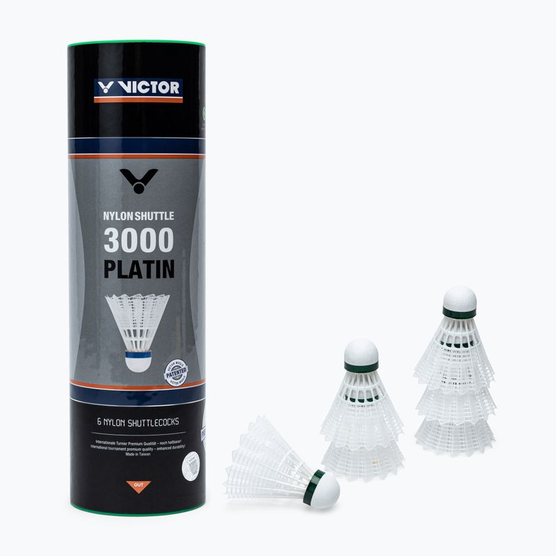 VICTOR Nylon Shuttle 3000 badmintono raketės 6 vnt. baltos spalvos 101519