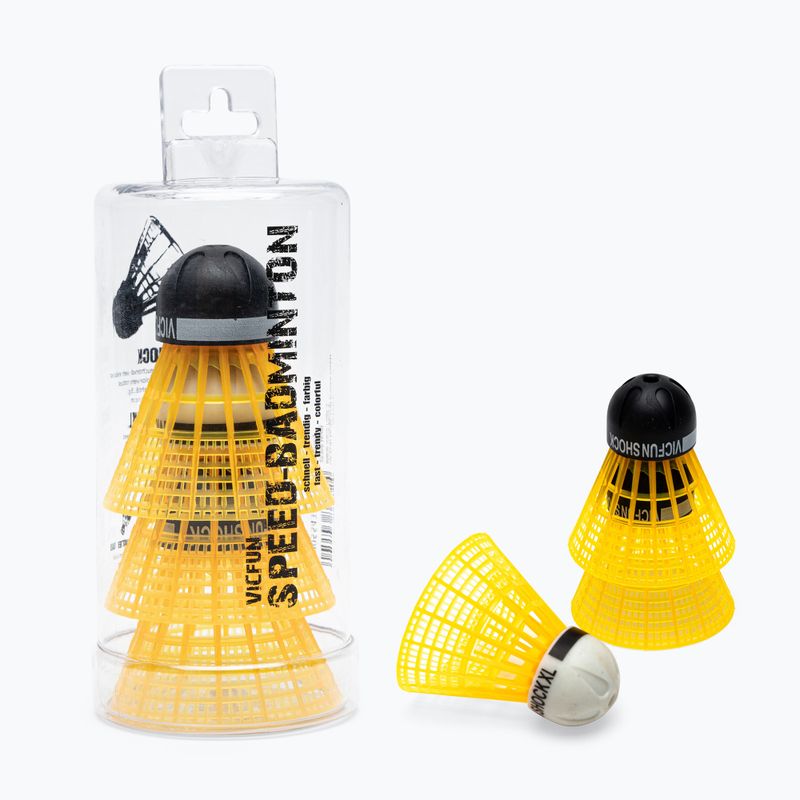 Badmintono plunksniukai VICFUN Shock Tube 3 vnt. oranžinės spalvos