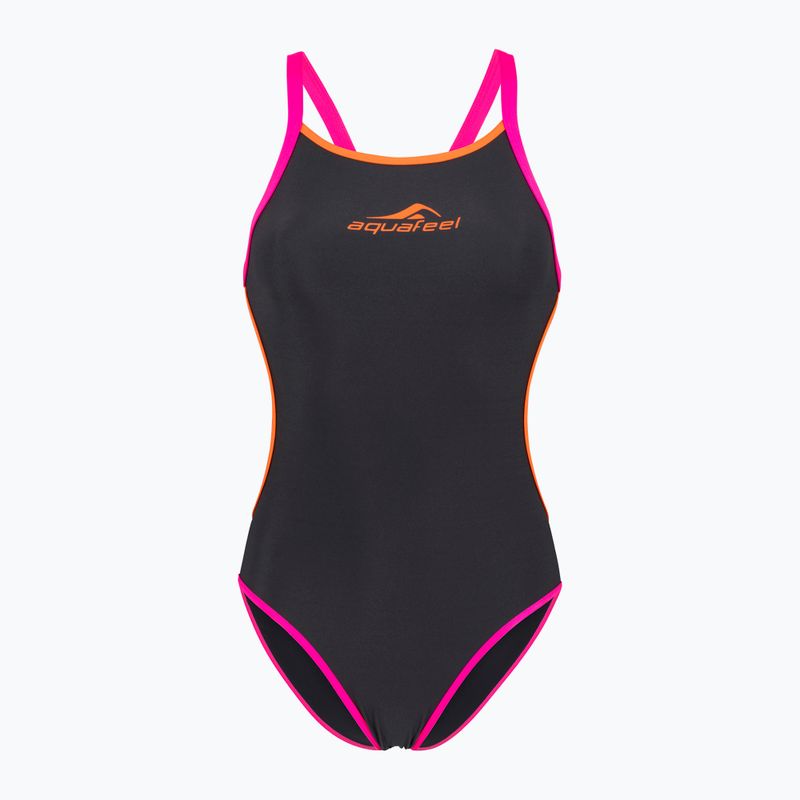 Moteriškas vientisas plaukimo kostiumas aquaFeel Training V-Back gray / smoke