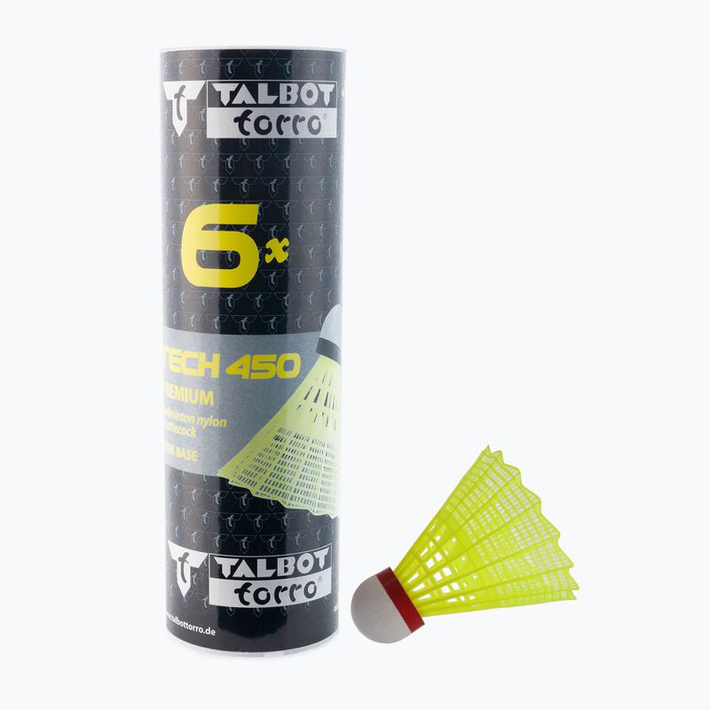 Talbot-Torro Tech 450 badmintono raketės, Premium Nylon 6 vnt., geltonos spalvos 469083
