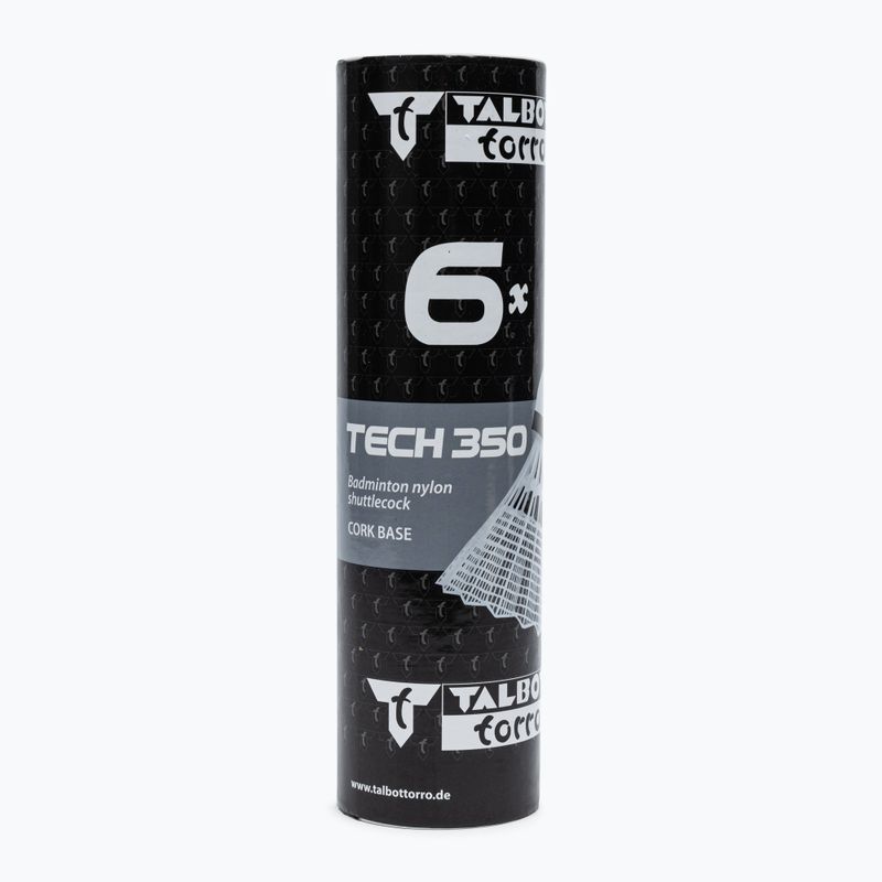 Talbot-Torro Tech 350 badmintono kamuoliukai, nailoniniai 6 vnt., balti 479102