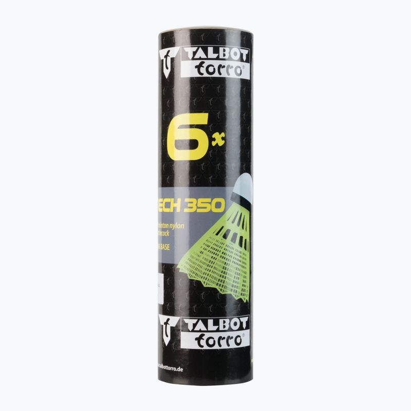 Talbot-Torro Tech 350 badmintono kamuoliukai, nailoniniai 6 vnt., geltoni 479103
