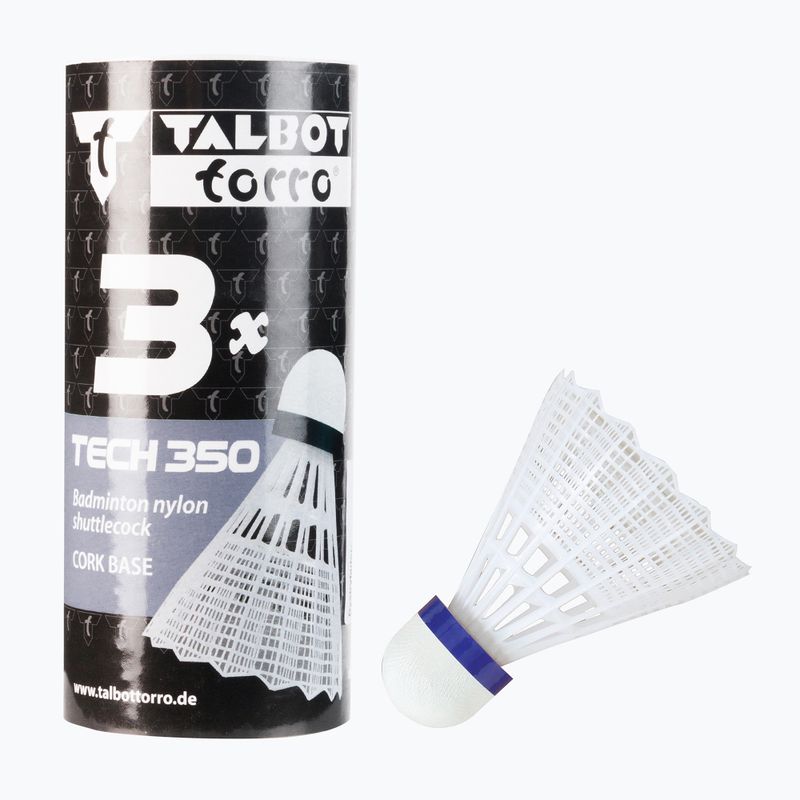 Talbot-Torro Tech 350 badmintono raketės, nailoninės, 3 vnt., baltos 479112