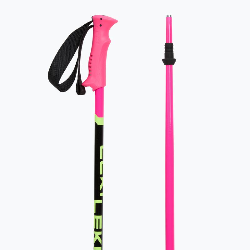 Vaikiškos slidinėjimo lazdos LEKI Racing neon pink/ black/ neon yellow 3