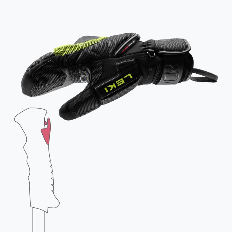 Vyriškos slidinėjimo pirštinės LEKI WCR Coach 3D Mitt black/ice lemon 8