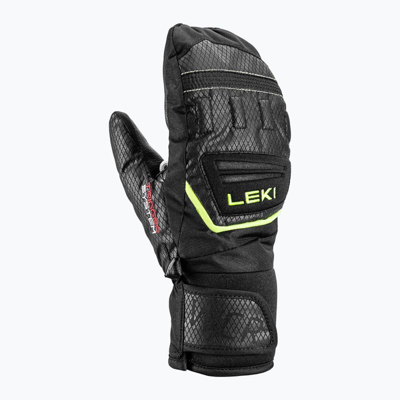 Vaikiškos slidininkų pirštinės LEKI WCR Team 3D Junior Mitt black/ ice lemon 8