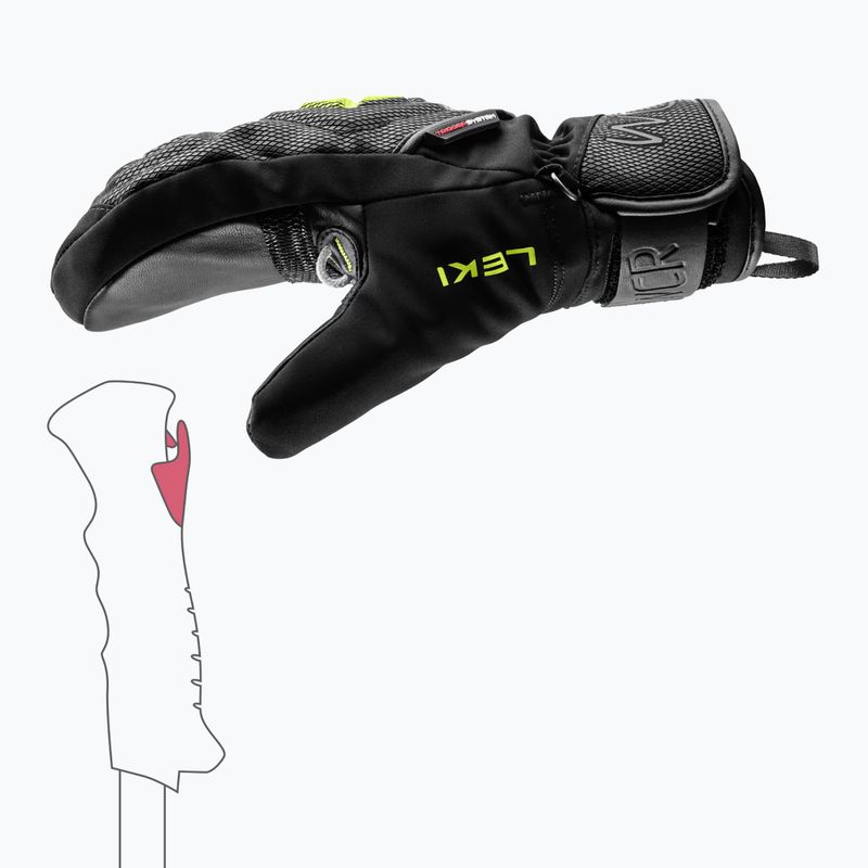 Vaikiškos slidinėjimo pirštinės LEKI WCR C-Tech 3D Junior Mitt black/ice lemon 6