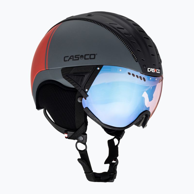 Slidinėjimo šalmas CASCO SP-2 Photomatic Visor struktūrizuota arseno pilka / raudona