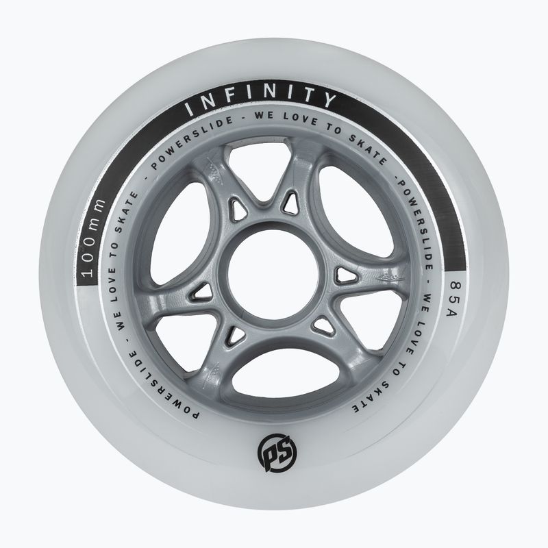 Powerslide Infinity II riedučių ratukai 100 mm/85A 4 vnt., balti 905224