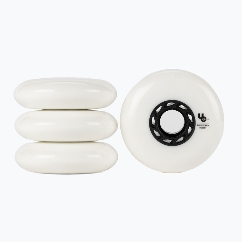 UNDERCOVER WHEELS Team Bullet Radius 80mm/86A riedučių ratai 4 vnt. balti 406179