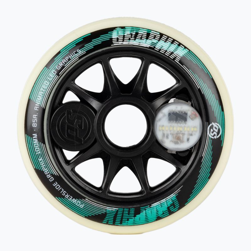 Powerslide Graphix LED Wheel 100 Left white 905345 riedučių ratai