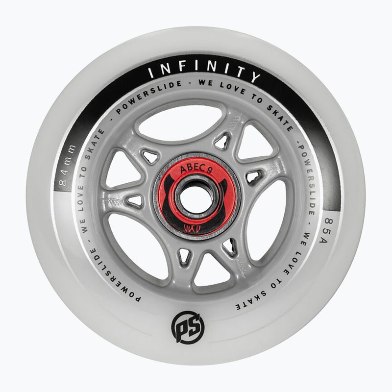 Powerslide Infinity 84 RTR ABEC9/Spacer riedučių ratai 4 vnt. pilkos spalvos